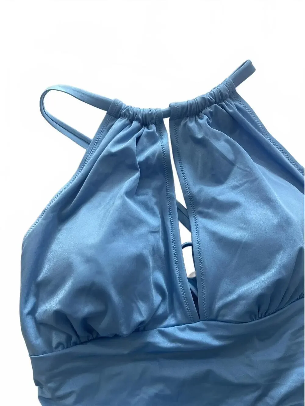 Adore Me Halter One-Piece Swimsuit Size Large Azul Blue Summer Swimsuit NEW